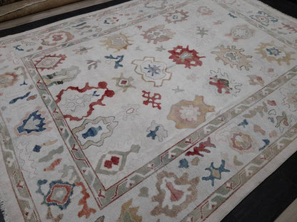 9x12 Vintage OUSHAK RUG Authentic TURKISH Oushak Rug Vintage Oushak Rug Wool Oriental Rug Hand Made Rug Hand Knotted Rug Turkish Natural Dye
