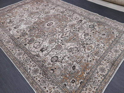 Neutral Rugs 6.4 x 9.4 Vintage Neutral Rug Muted Oushak Rug Rustic Persian Rug Turkish Rug Fine Hand Knotted Wool rug Vintage Oriental Rug