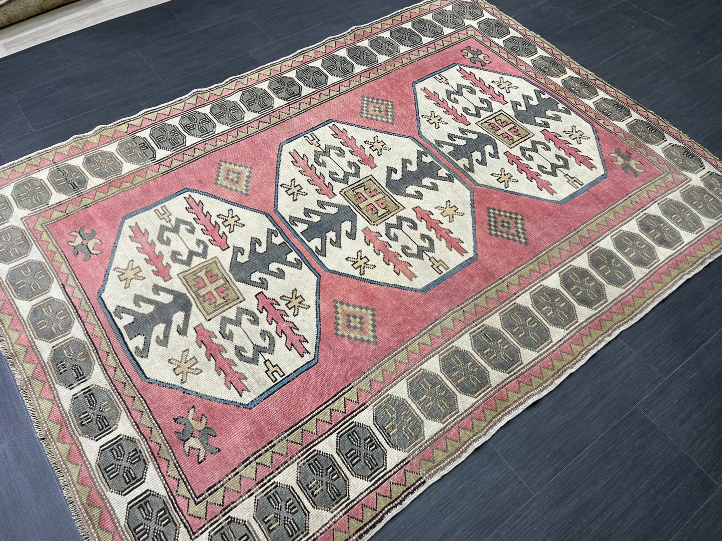 Turkish Rug 5.4 x 7.4 Oushak Rugs, Wool Oriental Rug,Persian Hand Knotted Rug, Vintage Rug, Hand Made Rug  Oriental Rug