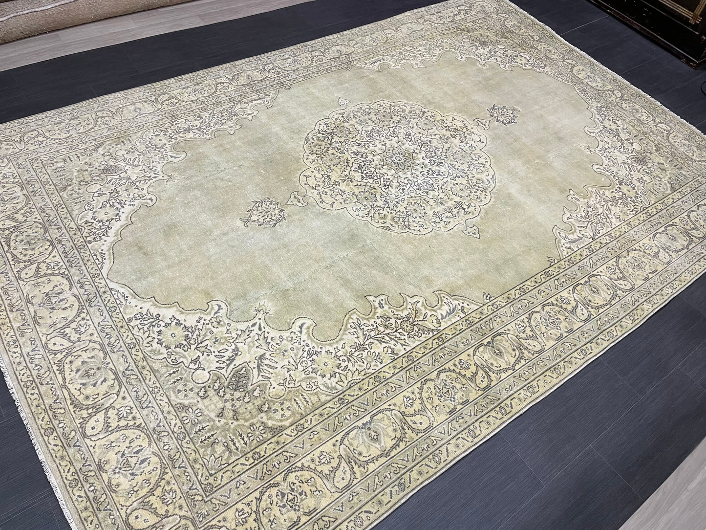 Vintage Turkish Rug Vintage Green 7x10 ft Rug, Oriental Rug Wool Rug Fine Hand Knotted Vintage Rug HandMade Rug Persian Rug
