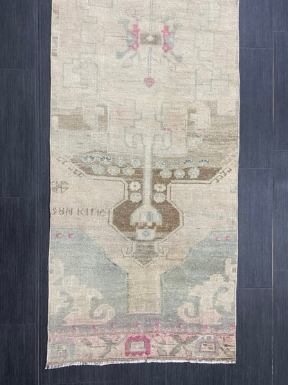 Muted Runner Rug Muted Turkish Runner Rug Vintage 2.5 x 11.5 Runner Rug Hallway Runner Rug Kitchen Runner Rug Oriental Runner Wool Runner
