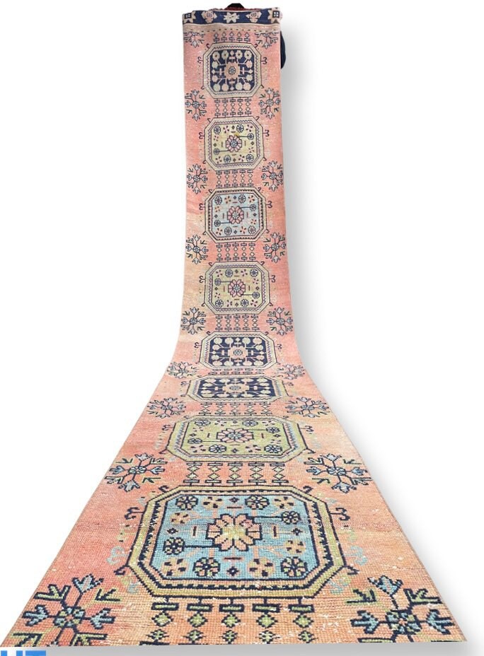Staircase Runner Rug 2.5 x 21.5 Extra Long Wool TURKISH Runner Rug Vintage Runner Rug Oriental Runner Rug Wool Runner Hand Knotted Runner