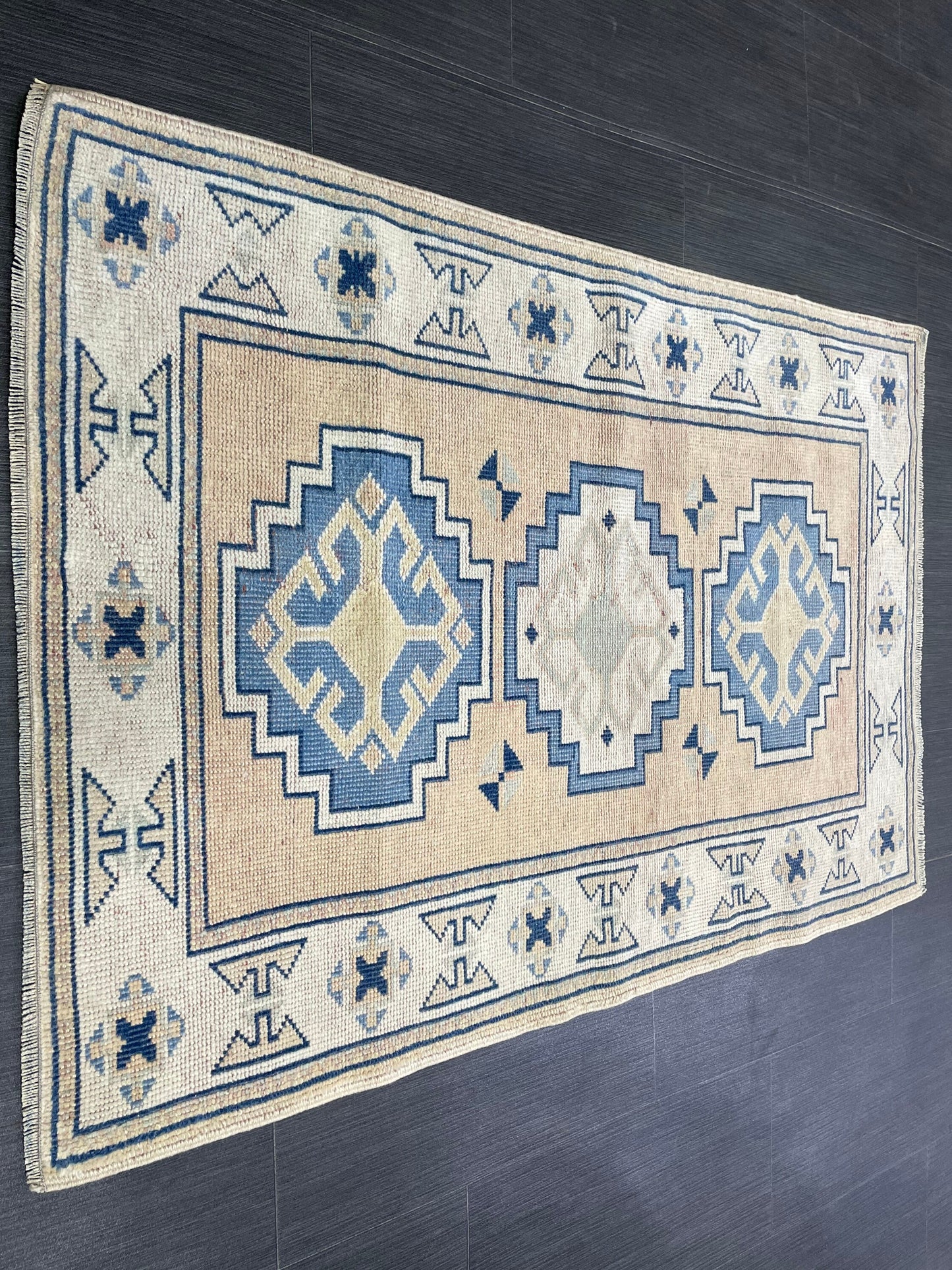 Hand Knotted Rug, Wool RUG, TURKISH Rug 3x4 ft, Vintage Oushak Rug, Vintage Persian Rug, Wool Oushak Rug, Handmade Vintage Rug