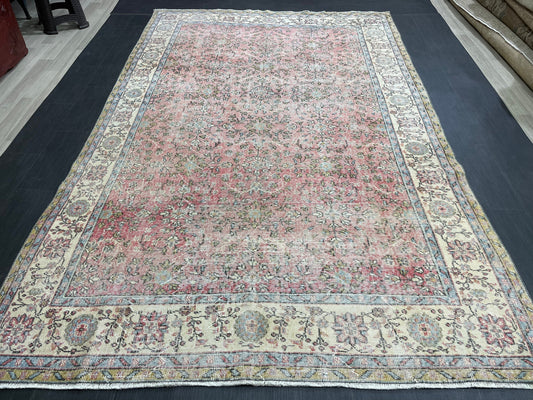 Oriental Vintage 6.6 x 10.6 Rug Vintage Hand Knotted Rug Wool Oushak Rug Hand Made Rugs Vintage Turkish Rug Persian Rug Distressed Rug