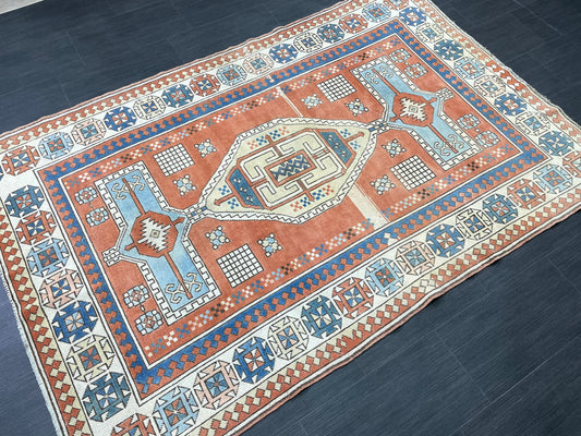 Vintage Oushak Rug 4.7 x 7 Vintage Rug Wool Antique Rug Hand Made Rugs Vintage Turkish Rug OUSHAK RUG TURKISH Oushak Rug