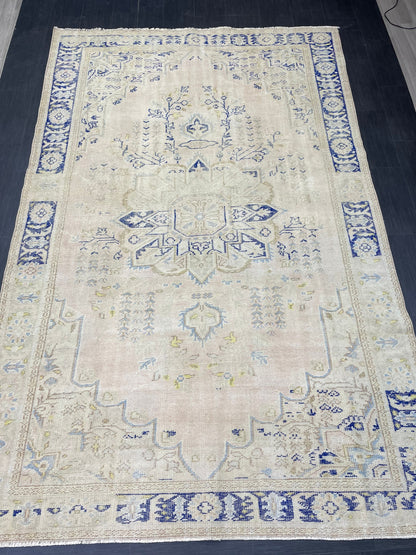 Large Distressed RUG 7x11 Muted TURKISH Antique Rug Vintage Persian Rug Vintage Rug Wool Oushak Rug HandMade Rug Hand Knotted Rug