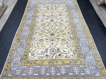 Large Fine Knotted RUG 6.3 x 10.5 Muted TURKISH Antique Rug Vintage Persian Rug Vintage Rug Wool Oushak Rug HandMade Rug Hand Knotted Rug