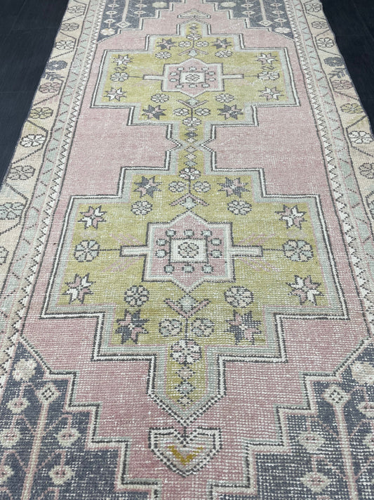 Vintage RUG 4 x 8.7 TURKISH Rug Oriental Rug Vintage Oushak Rug Vintage Persian Wool Rug Hand Made Rugs Vintage Turkish Rug Discounted Rugs