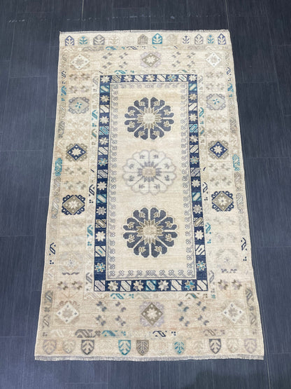 Vintage Handmade Rug Muted  3.6 x 6.3 Vintage Rug Wool Oushak Rug Hand Made Rugs Vintage Turkish Rug Living Room Rug