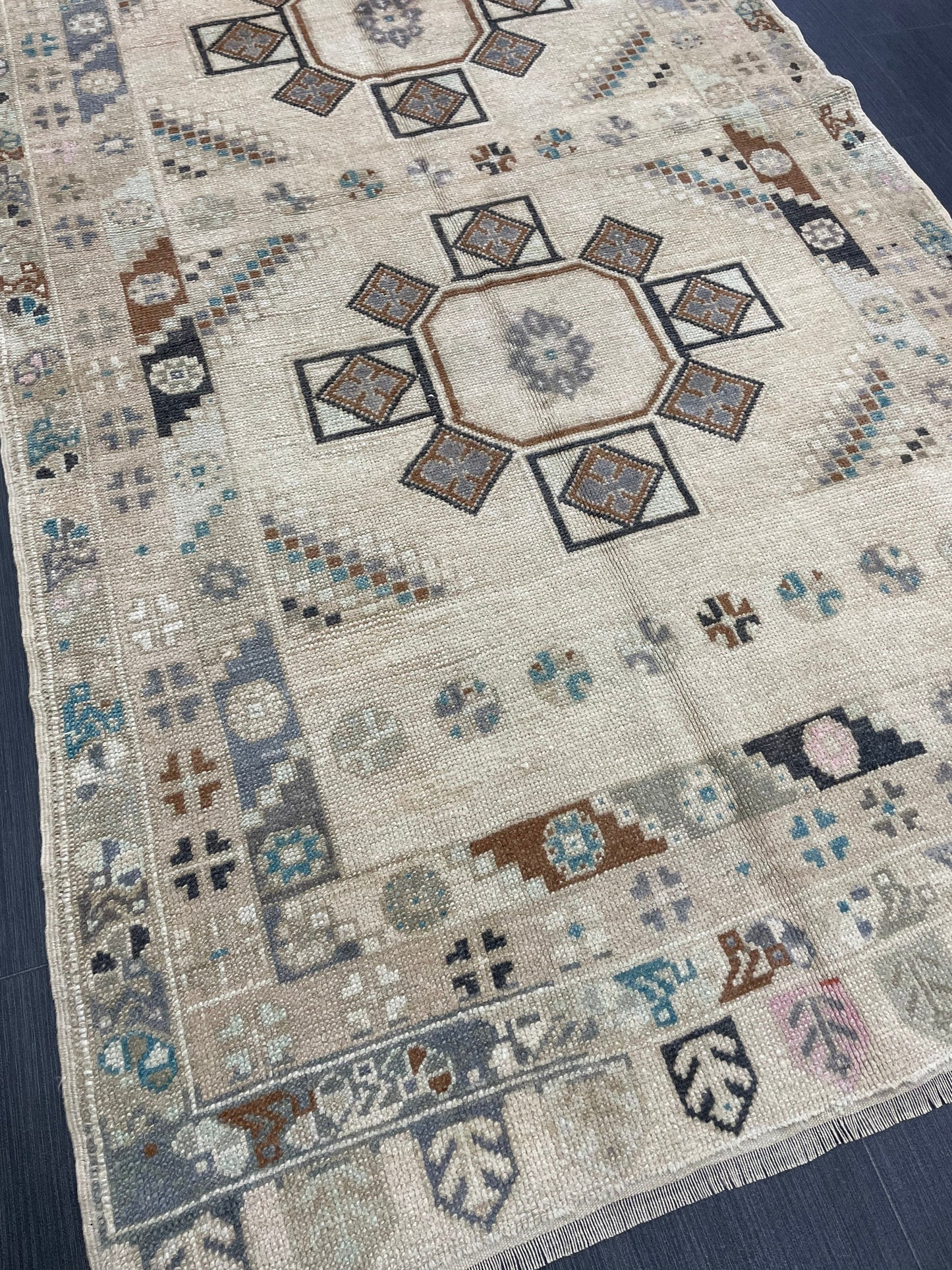 Muted Handmade Rug Muted  3.6 x 6.8 Vintage Rug Wool Oushak Rug Hand Made Rugs Vintage Turkish Rug Living Room Rug