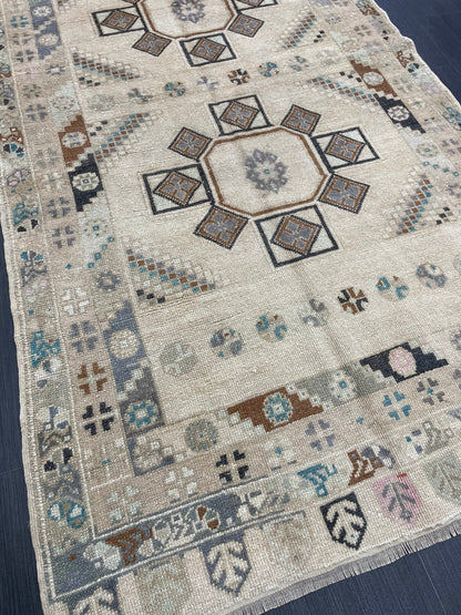 Muted Handmade Rug Muted  3.6 x 6.8 Vintage Rug Wool Oushak Rug Hand Made Rugs Vintage Turkish Rug Living Room Rug