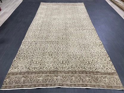Neutral Oushak Runner Rug Turkish 4.7 x 9 Rug Runner Vintage Runner Hallway Runner Rug Persian Kitchen Runner Rug Oriental Wool Runner Rug