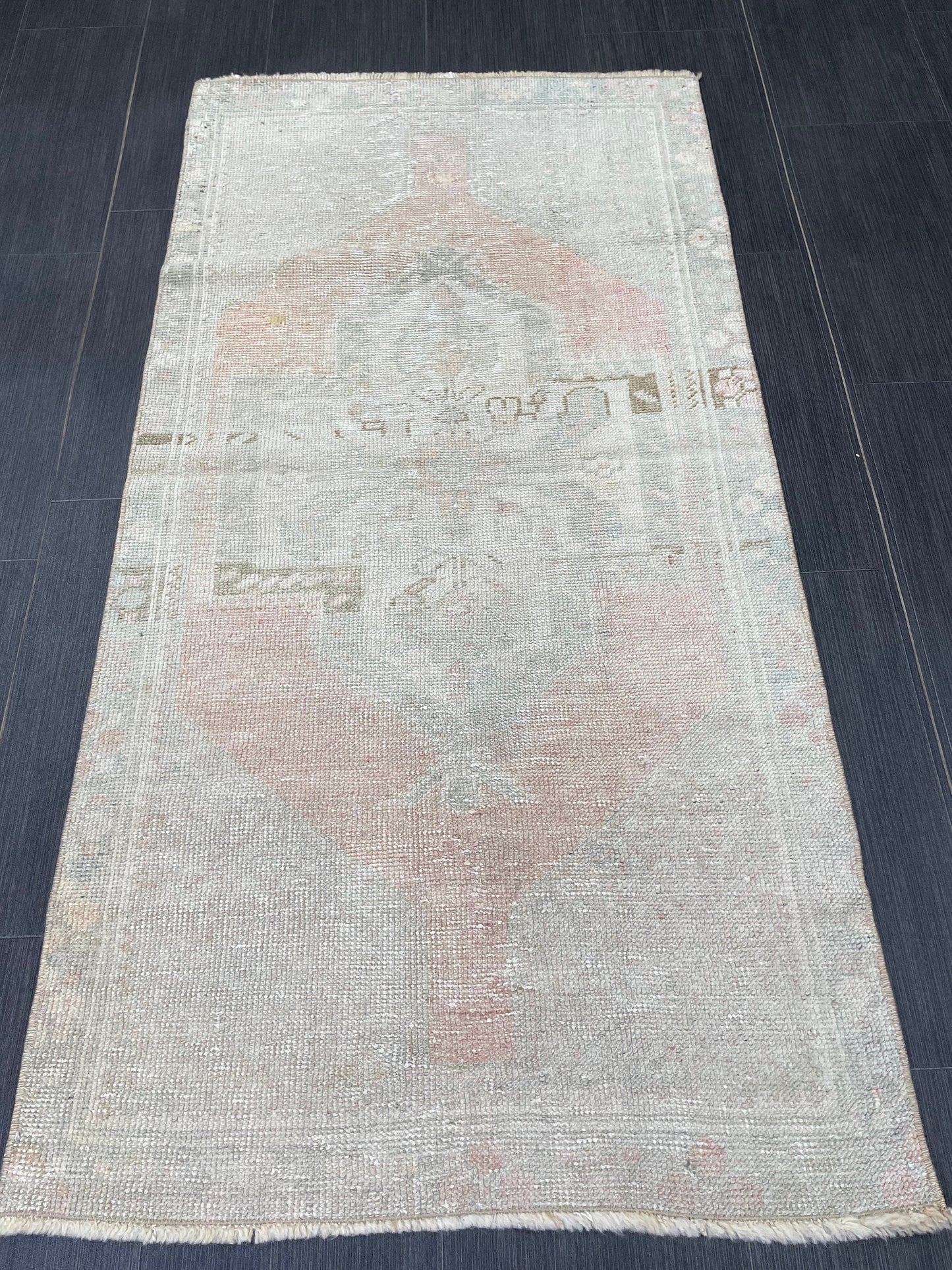 Muted Vintage Rug 2.5 x 5 Natural Wool Handmade Rug, Oushak Rug, Rustic Rug, Turkish Rug, Farmhouse Rug, Wool rug