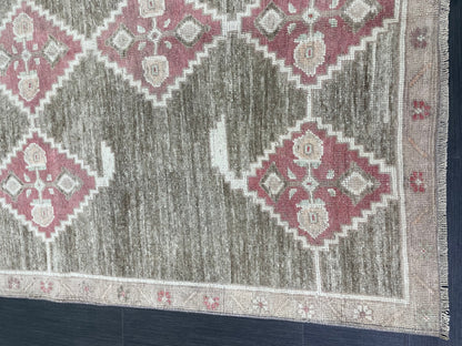 Hand Knotted Vintage Rug Muted Vintage 4.7 x 10.6 ft Rug Wool Oriental Rug Handmade Rug Vintage Oushak Turkish Rug Muted Persian Wool Rug