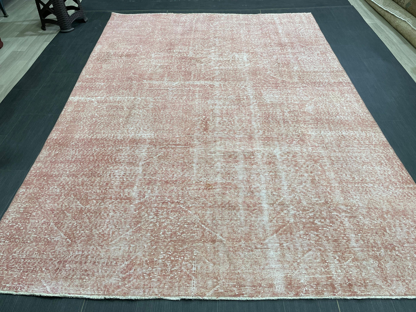 Distressed Hand Knotted Rug 6.5 x 9.2 Handmade Rug Oushak Rug Persian Rug Oriental Rug Vintage Turkish Rug Pink Wool Rug