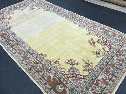 VINTAGE RUG TURKISH Rug Wool 5 x 9.4 Rug Vintage Oushak Rug Handmade Rug Hand Knotted Rug