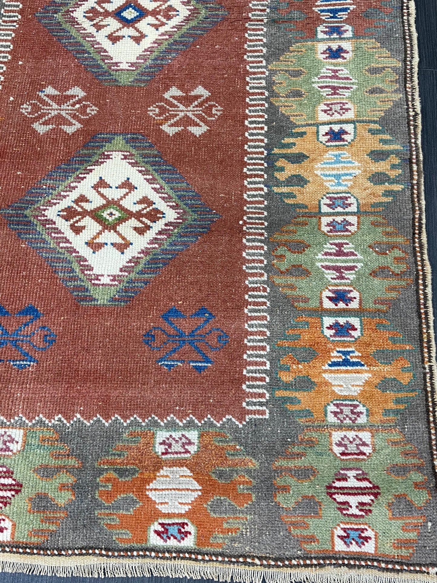 VINTAGE RUG 3 x 5.3 TURKISH Rug Oriental Rug Oushak Rug Handmade Rug Hand Knotted Rug