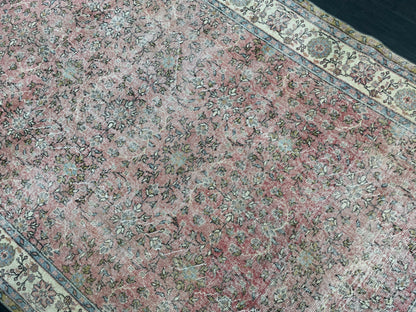 Oriental Vintage 6.6 x 10.6 Rug Vintage Hand Knotted Rug Wool Oushak Rug Hand Made Rugs Vintage Turkish Rug Persian Rug Distressed Rug