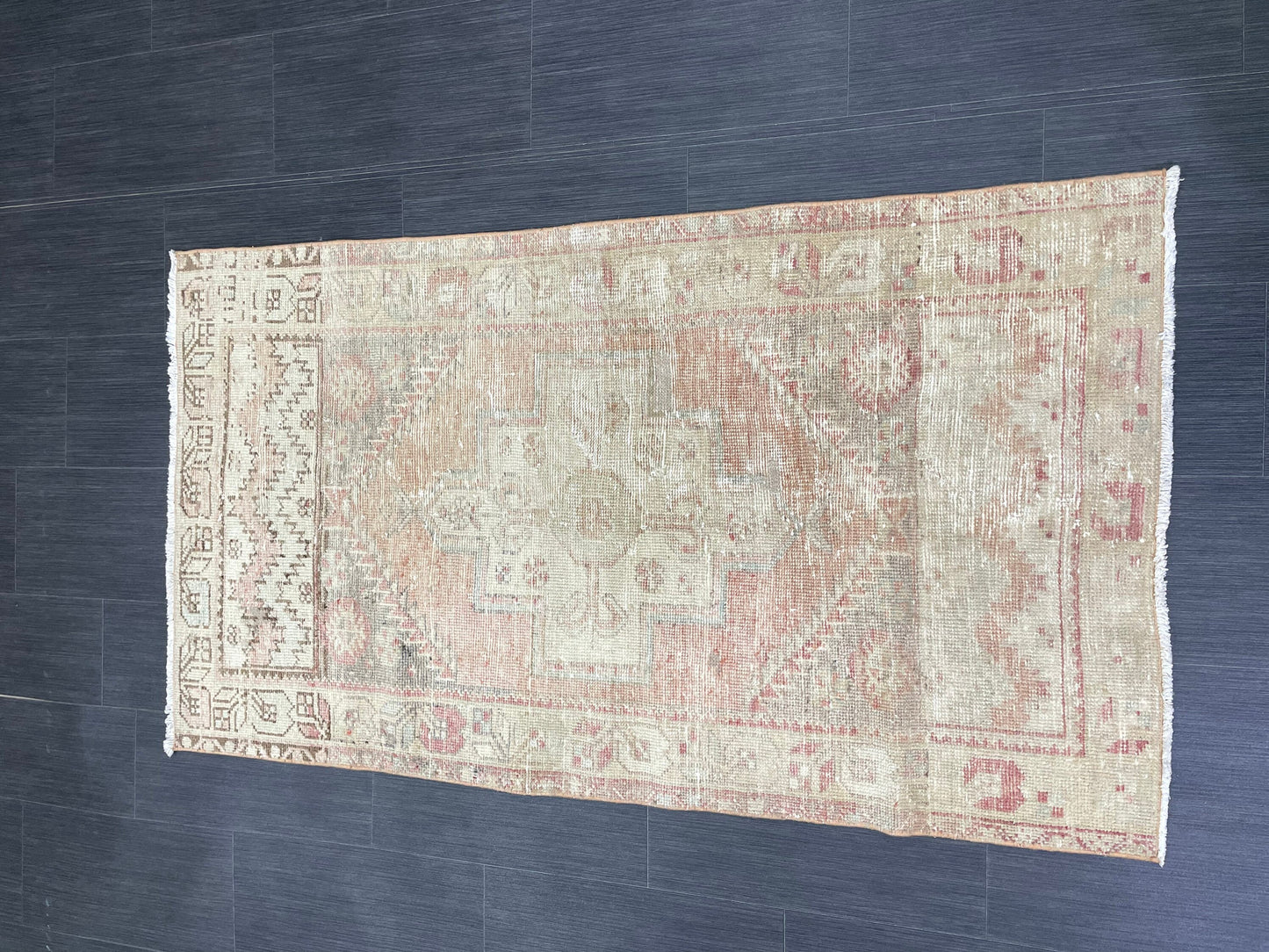 Muted Vintage Rug 3 x 5.3 Handmade Rug Vintage Turkish Rugs   Oushak Rug  Hand Made Rug, Vintage Oushak Rug, Wool Rug