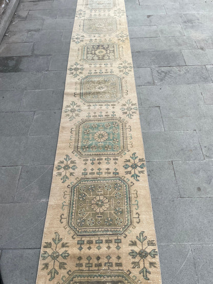 Muted Extra Long Turkish Runner Very Long Muted Oushak Runner Rug 2.4 x 20 Vintage Runner Rug XL Oriental Runner Rug Staircase Runner rug