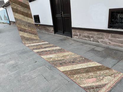 Extra Long Turkish Runner Very Long Patchwork Runner Rug 2.7 x 20  ft Vintage Runner Rug Oushak XL Oriental Runner Rug Staircase Runner rug