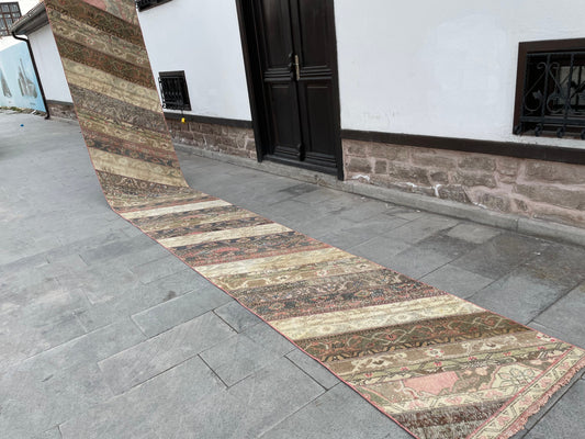 Extra Long Turkish Runner Very Long Patchwork Runner Rug 2.7 x 20  ft Vintage Runner Rug Oushak XL Oriental Runner Rug Staircase Runner rug