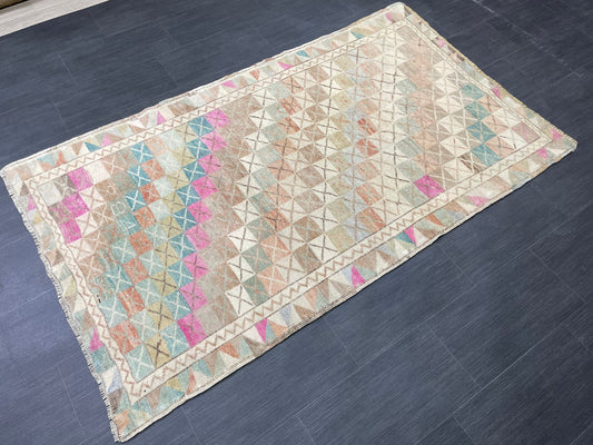 Handmade Rug 3.8 x 6.5 Oushak Rug, Decor Rug, Bohemian Rug, Rug Runner, Turkish Rug, Farmhouse Rug, Vintage Rug, Wool rug