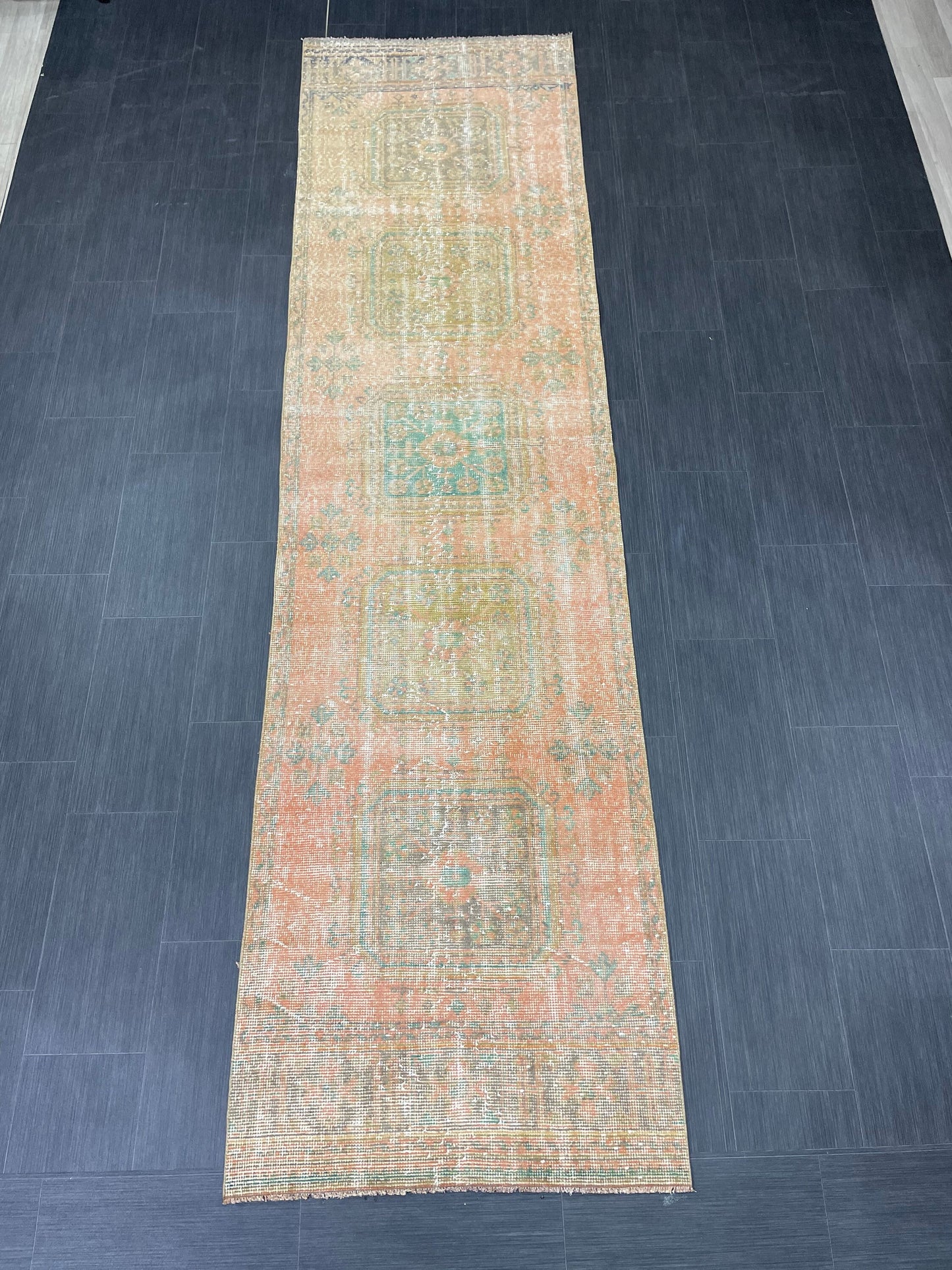 Turkish Runner Rug 3 x 11.4 Distressed Handmade Runner Rug Vintage Runner Rug Vintage Runner Rug Hallway Runner Rug Wool Kitchen Runner
