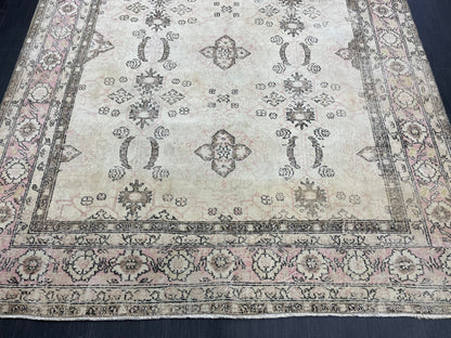 Vintage Rug 6.9 x 10.3 Vintage Persian Rug Muted Wool Oriental Rug Blue Hand Made Rugs Blue Distressed Turkish Rug Antique Rug