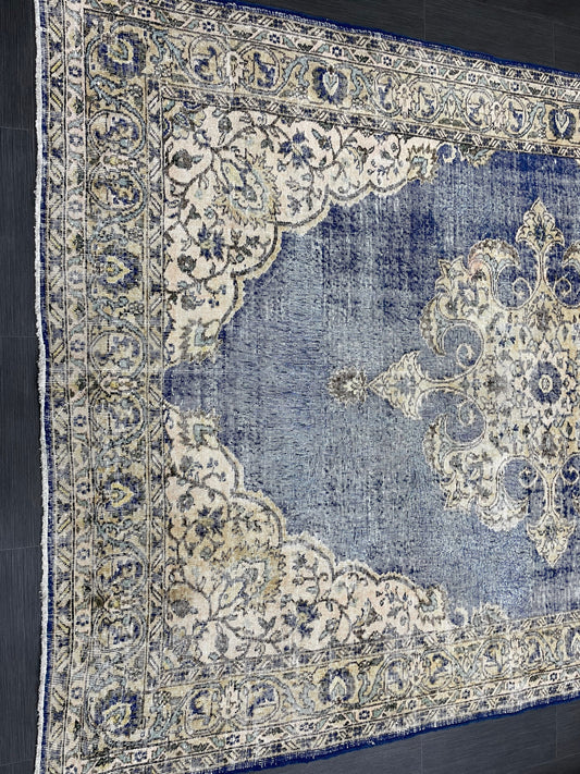 Large Distressed OUSHAK RUG 6.7 x 9.5 TURKISH Oriental Rug Vintage Persian Rug Vintage Rug Wool Oushak Rug Hand Made Rug Vintage Turkish Rug