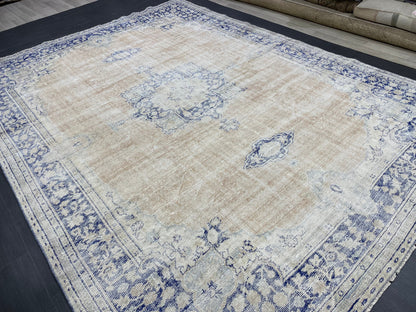 Large Distressed RUG 8 x 10.8 Muted TURKISH Antique Rug Vintage Persian Rug Vintage Rug Wool Oushak Rug HandMade Rug Hand Knotted Rug