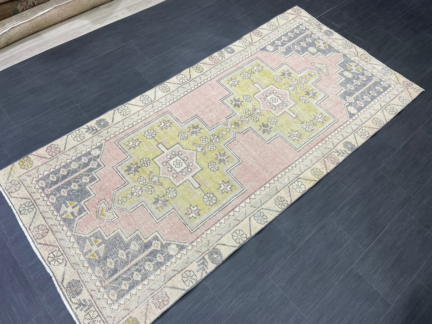 Vintage RUG 4 x 8.7 TURKISH Rug Oriental Rug Vintage Oushak Rug Vintage Persian Wool Rug Hand Made Rugs Vintage Turkish Rug Discounted Rugs