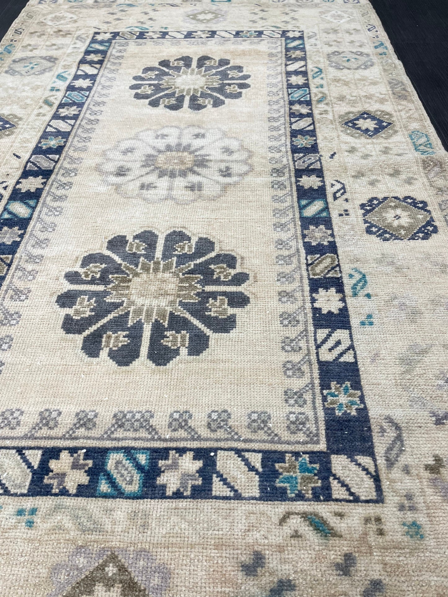 Vintage Handmade Rug Muted  3.6 x 6.3 Vintage Rug Wool Oushak Rug Hand Made Rugs Vintage Turkish Rug Living Room Rug