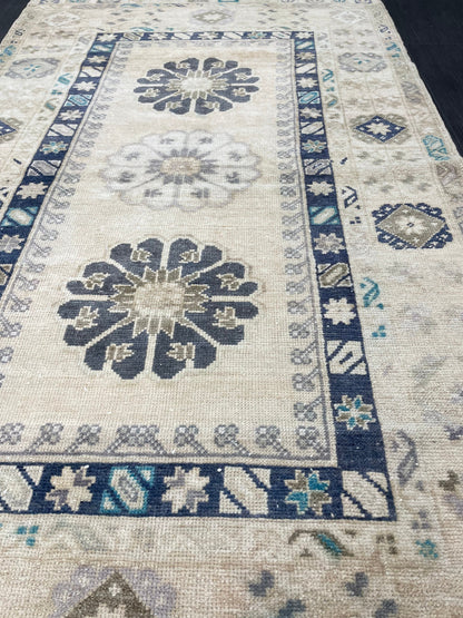 Vintage Handmade Rug Muted  3.6 x 6.3 Vintage Rug Wool Oushak Rug Hand Made Rugs Vintage Turkish Rug Living Room Rug