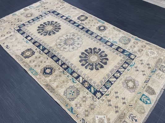 Vintage Handmade Rug Muted  3.6 x 6.3 Vintage Rug Wool Oushak Rug Hand Made Rugs Vintage Turkish Rug Living Room Rug