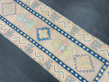 New Hand Knotted Runner Rug 2.7 x 13.3 Long Muted Turkish Runner Rug Muted Oushak Runner Rug Hallway Runner Kitchen Runner Rug Wool Runner