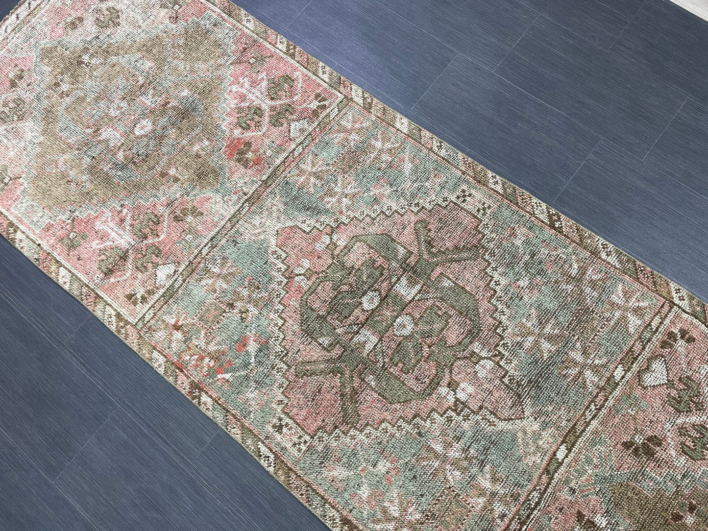 Hand Knotted Runner 3.3 x 11 Vintage Runner Rug Hallway Runner Rug Kitchen Runner Rug Wool Runner Rug Wool Turkish Runner Rug