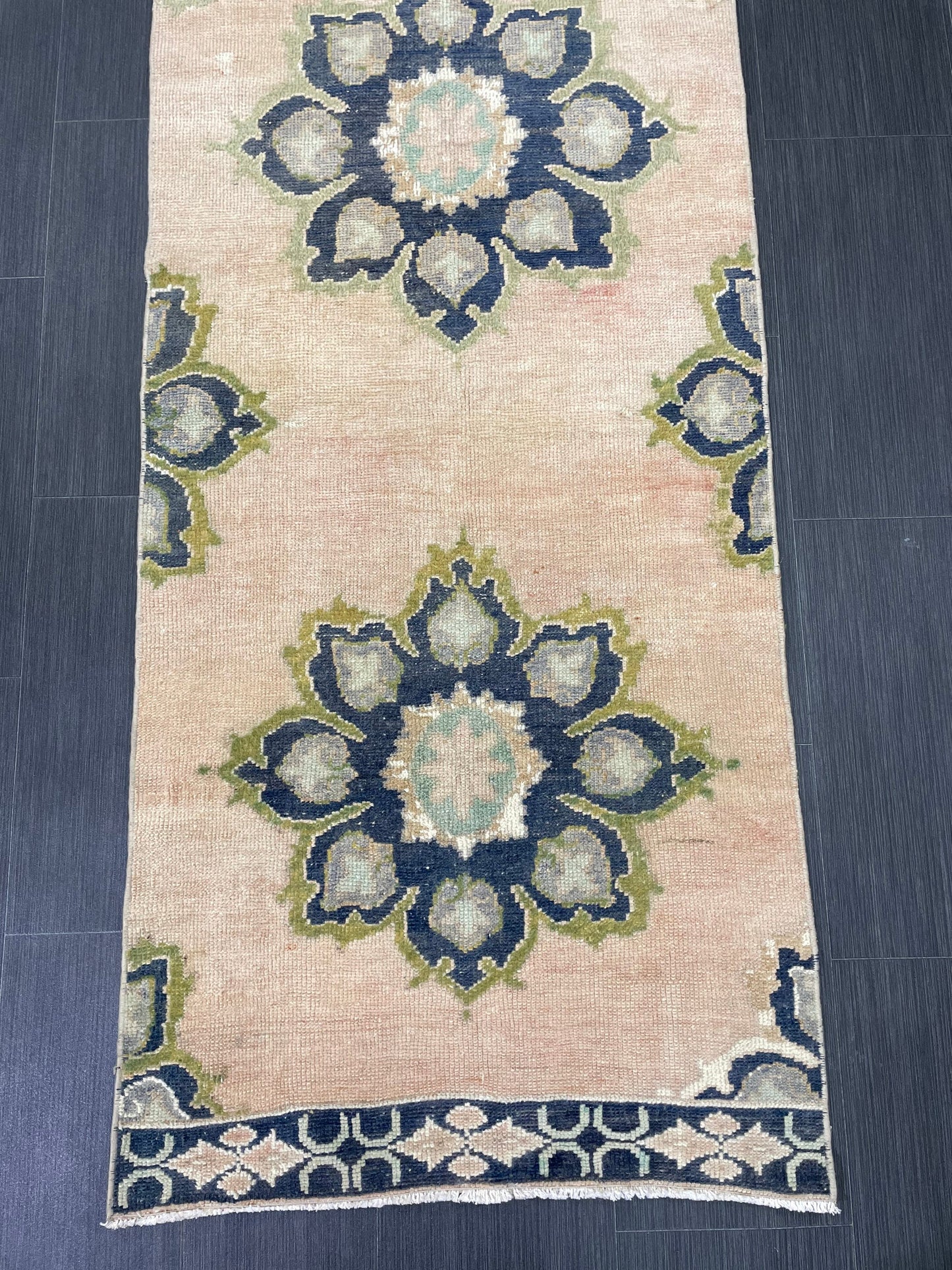 Hand Knotted Runner 2.4 x 10.5 Vintage Runner Rug Hallway Runner Rug Kitchen Runner Rug Wool Runner Rug Wool Turkish Runner Rug