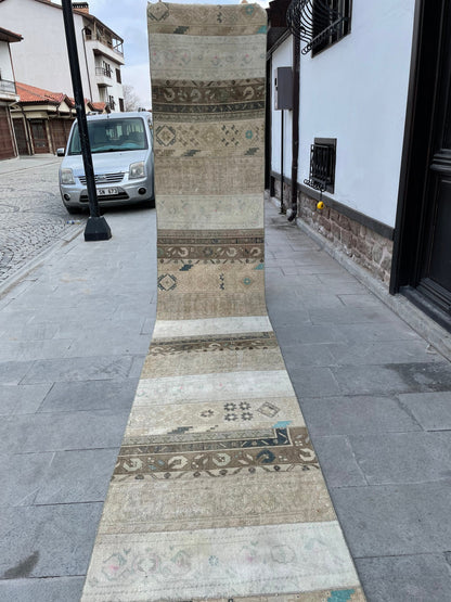 Extra Long Turkish Runner Very Long Patchwork Runner Rug 2.7 x 19.3 ft Vintage Runner Rug Oushak XL Oriental Runner Rug Staircase Runner rug