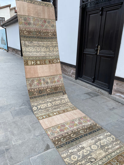 Extra Long Turkish Runner Very Long Patchwork Runner Rug 2.8 x 17.2 ft Vintage Runner Rug Oushak XL Oriental Runner Rug Staircase Runner rug