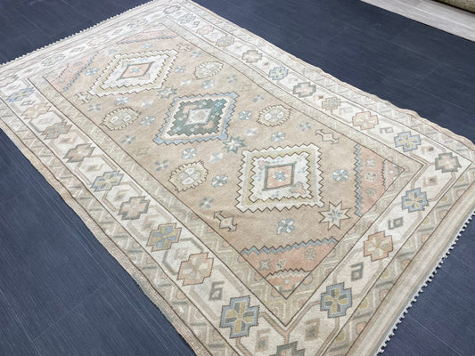 Handmade Rug 4 x 6.5 Oushak Rug, Decor Rug, Bohemian Rug, Rug Runner, Turkish Rug, Farmhouse Rug, Vintage Rug, Wool rug