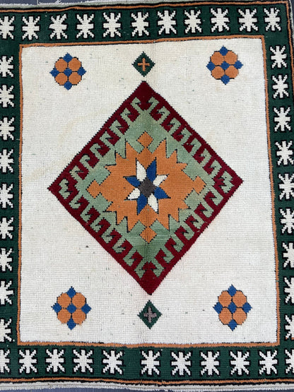 Muted Persian Rug 3.5 x 4.2 Wool Rug, Oushak Rug, Rustic Rug, Bohemian Rug, Farmhouse Rug, Vintage  Persian Rug