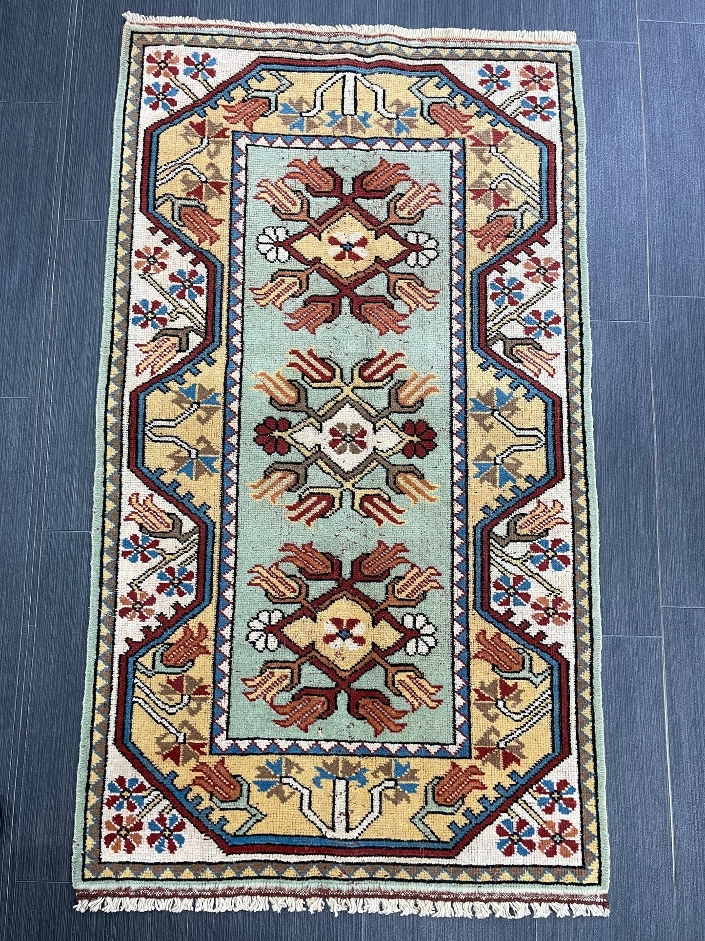 Muted Handmade Rug 2.5 x 4.5 Wool Rug, Oushak Rug, Rustic Rug, Bohemian Rug, Farmhouse Rug, Vintage  Persian Rug