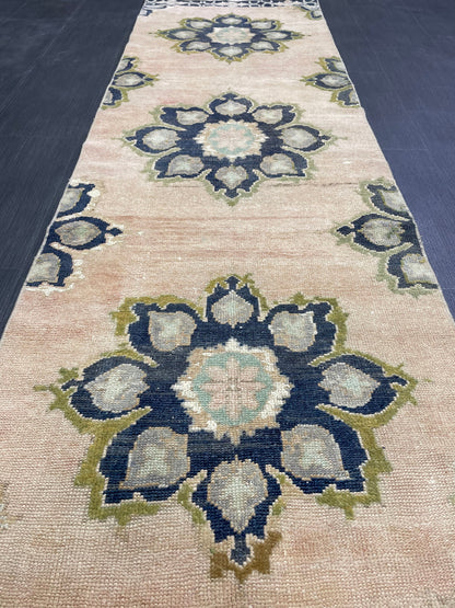 Hand Knotted Runner 2.4 x 10.5 Vintage Runner Rug Hallway Runner Rug Kitchen Runner Rug Wool Runner Rug Wool Turkish Runner Rug