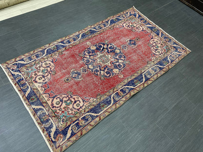 Vintage Rug  Handmade Turkish 3.7 x 6.6 Rug, Living Room Turkish Rug, Oushak Rug, Oriental Rug