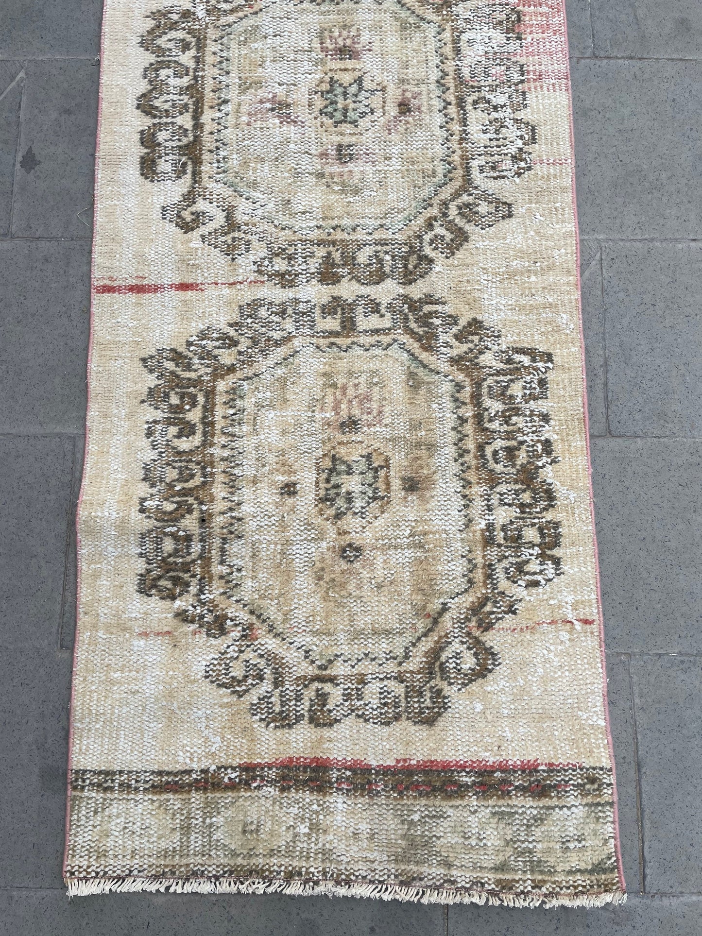 Muted Hand Knotted Extra Long Turkish Runner Distressed 2.4 x 18.6 Stairs Runner Rug Vintage Runner Rug XL Oriental Runner Staircase Runner