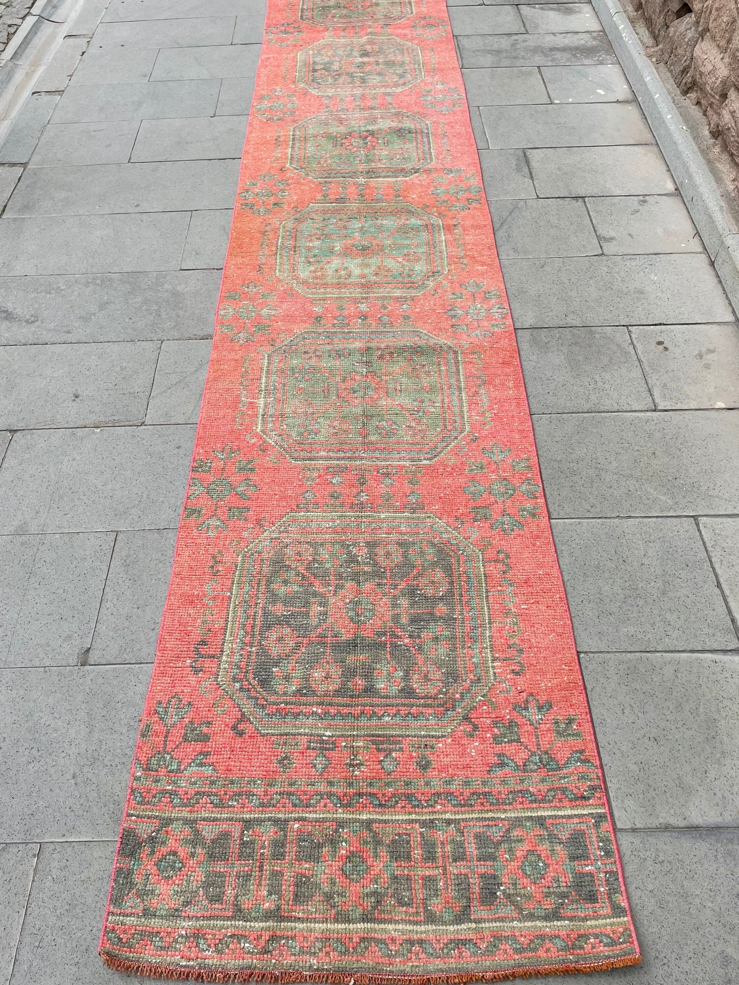 Vintage Hand Knotted 2.5 x 19 Extra Long Turkish Runner Very Long Stairs Runner Rug Vintage Runner Rug XL Oriental Runner Staircase Runner