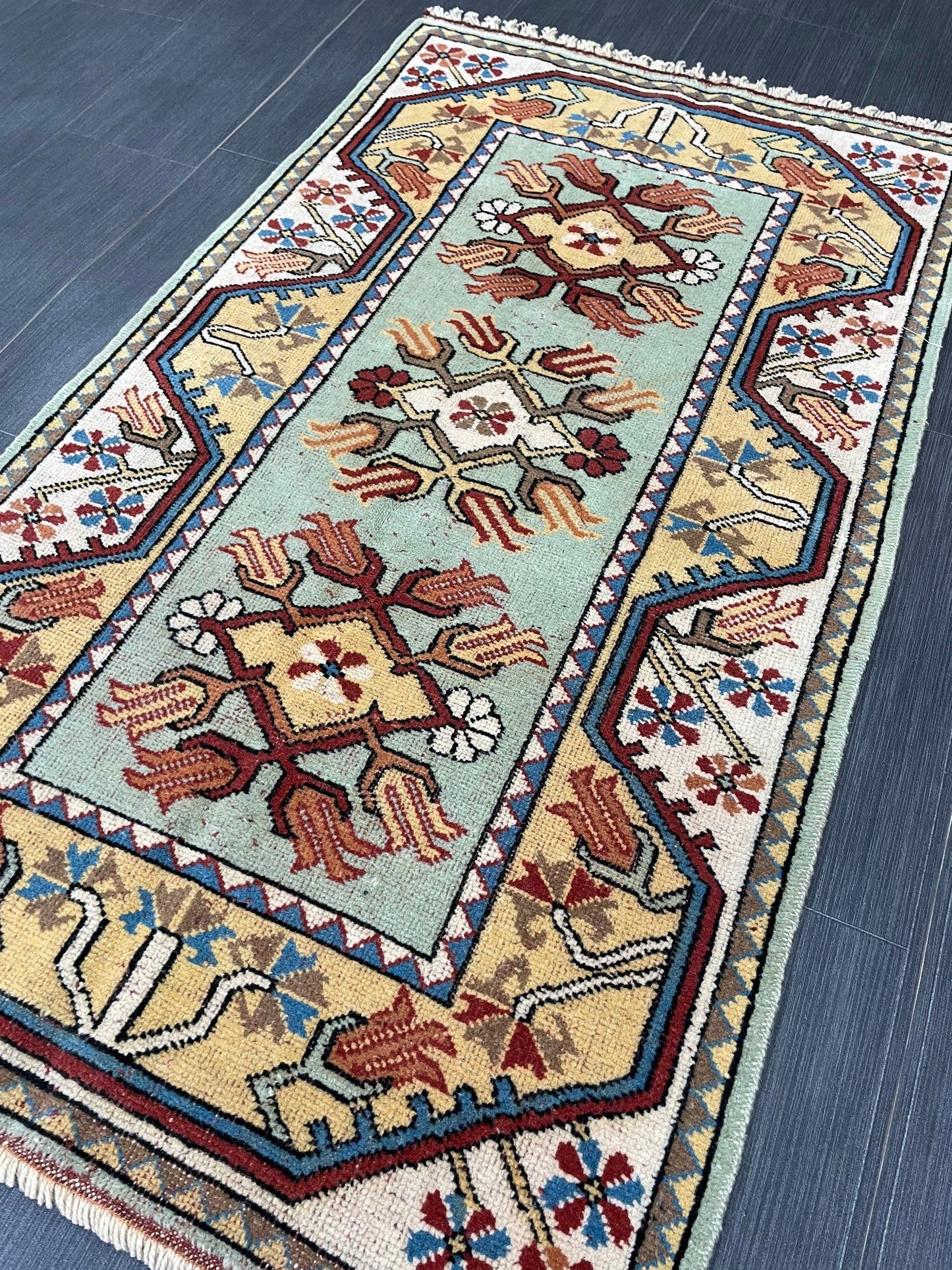 Muted Handmade Rug 2.5 x 4.5 Wool Rug, Oushak Rug, Rustic Rug, Bohemian Rug, Farmhouse Rug, Vintage  Persian Rug