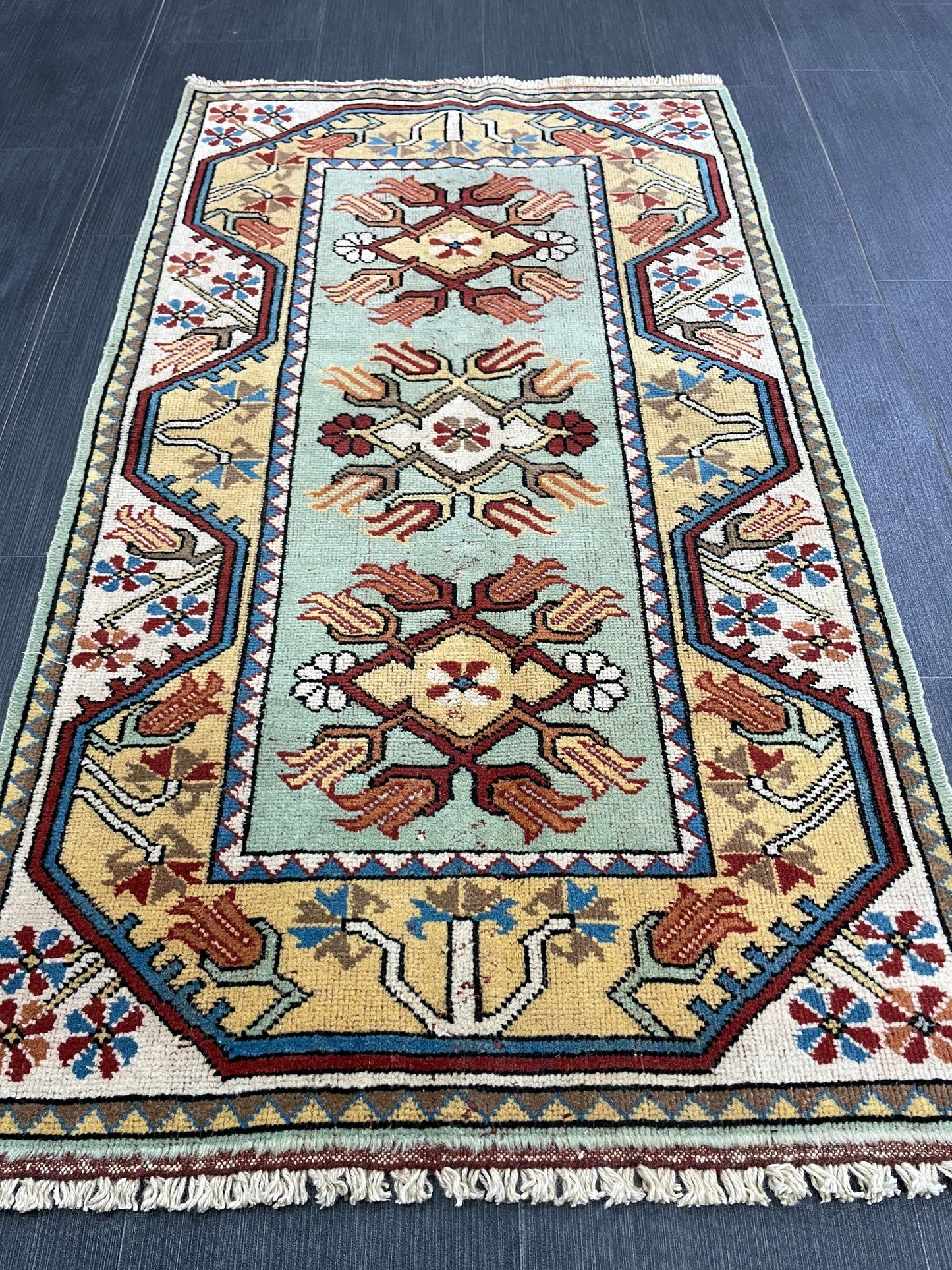 Muted Handmade Rug 2.5 x 4.5 Wool Rug, Oushak Rug, Rustic Rug, Bohemian Rug, Farmhouse Rug, Vintage  Persian Rug