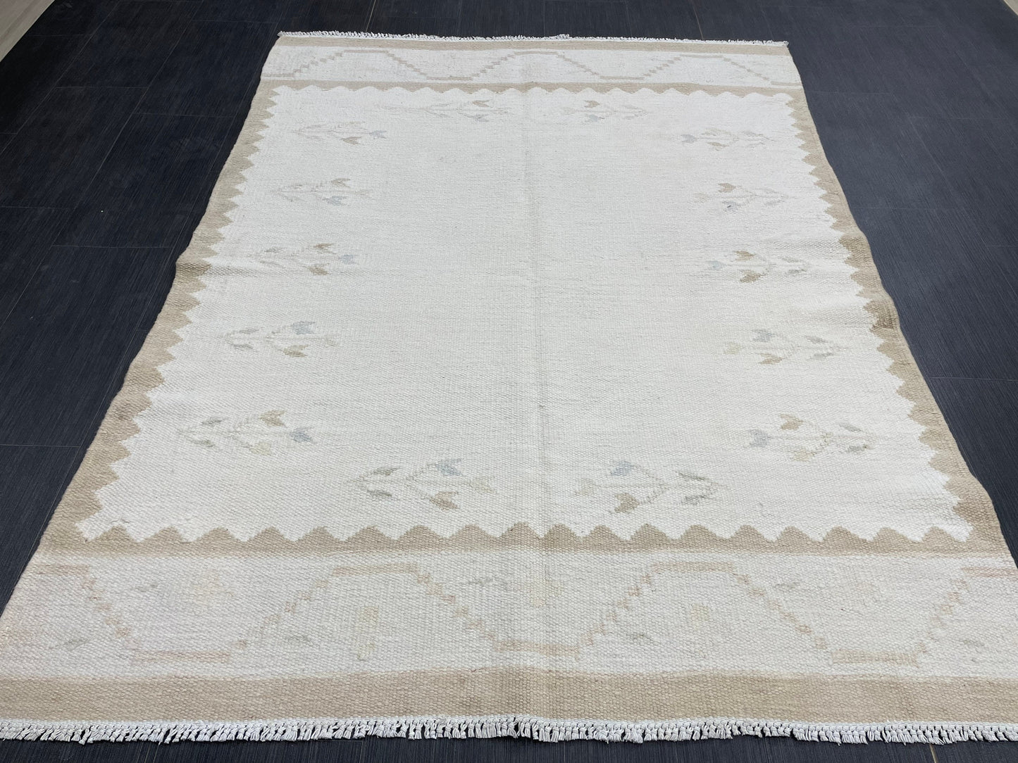 Natural 4.5 x 6 Rug Vintage Kilim Handmade Rug, Flatwoven Oushak Rug Rustic Rug, Flat Weave Rug Turkish Rug Farmhouse Rug Vintage Wool rug